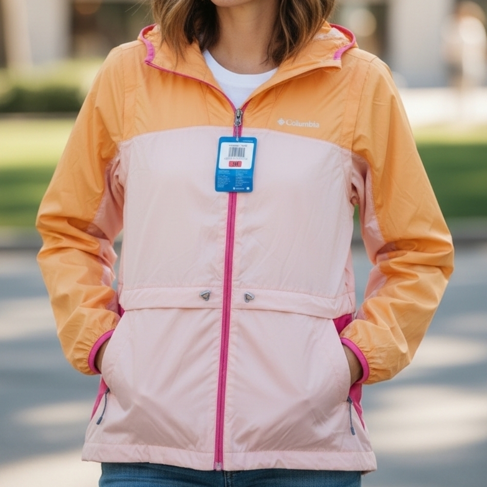 Columbia Women's Peach Blossom Convertible Lightweight Windbreaker Jacket NEW